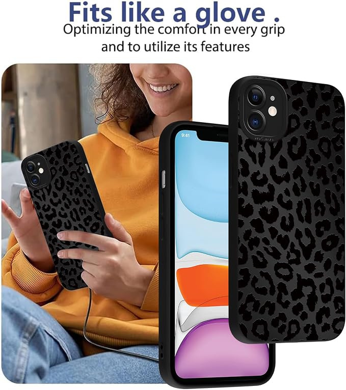 Cute Black Cheetah Print Phone Case for iPhone 11 6.1" | Aesthetic Leopard Pattern Design Cover Full Camera Lens Protective Shockproof Soft Slim TPU Funda for Men Women Girls - Image 7