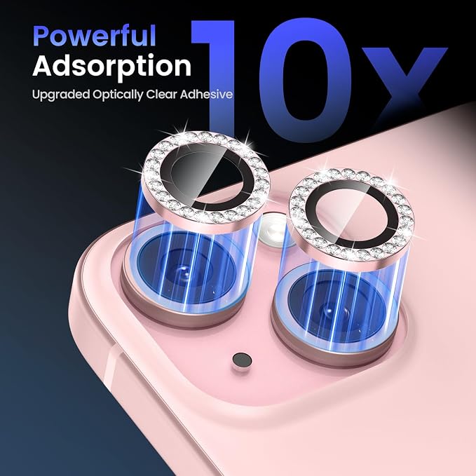 Tensea for iPhone 15/15 Plus Camera Lens Protector Bling, Camera Cover | 9H Tempered Glass Camera Screen Protector, Metal Individual Ring for iPhone15 6.1inch/ 15Plus 6.7inch, HD Clear, Easy Install - Image 6