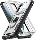 Gritup for Galaxy S21 Phone Case Military-Grade Shockproof with Kickstand | with 2 PCS Screen Protector, Slide Camera Cover, Heavy Duty Outdoor Protection Funda para Galaxy S 21 Cover-White+Black by Gritup