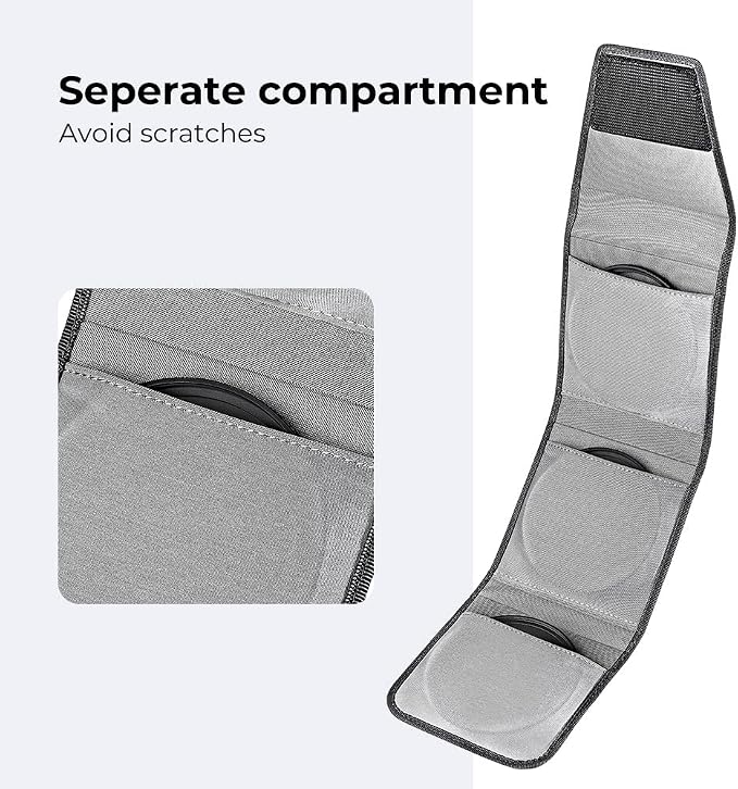 K&F CONCEPT Lens Filter Pouch, Lens Filter Case Up to 62mm | 3 Pocket, Professional Photography Filter Holder Belt Bag, Water-Resistant and Dustproof, BF03 - Image 3