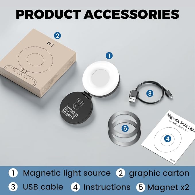 Magnetic Selfie Light, Phone Selfie Ring Light Compatible with iPhone Magsafe, 3-in-1 Magnetic Beauty Selfie Light for Phones with Mirror for Selfies/Photography/TikTok/Zoom Calls/Video Conference - Image 7