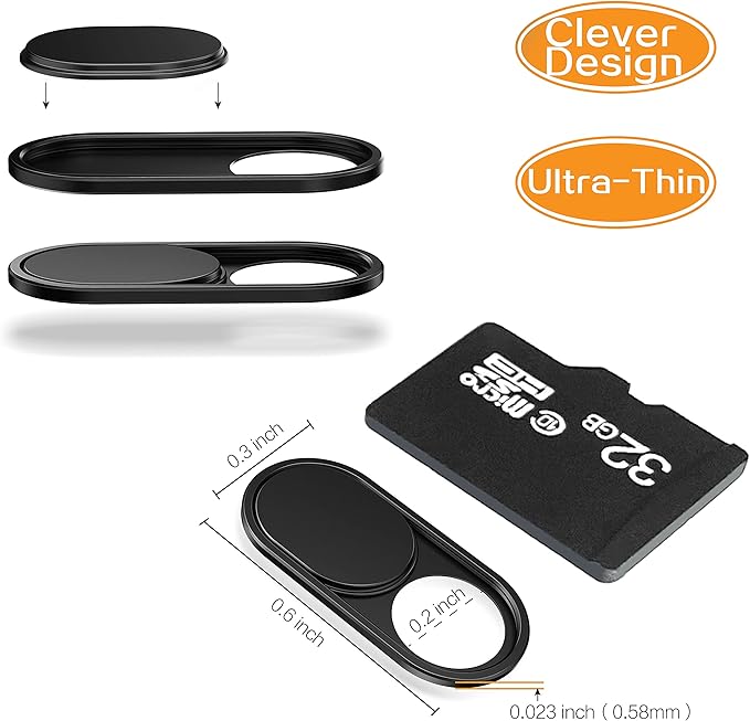 imluckies Laptop Camera Cover Slide, 0.023 inch Ultra-Thin Design, Invisible Design, Camera Cover, Physical Anti-Peeping, for Laptop Computer, MacBook Pro/Air iMac iPad Tablet [2 Pack Black] - Image 4