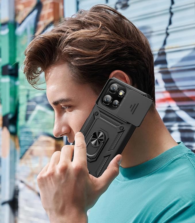 Taisairu for Motorola Moto G Power 2026/G Power 2025 Case with Screen Protector & Slide Camera Lens Cover, Built-in Ring Stand Cover for Moto G Power 2025/Moto G Power 2026 Case (Black) - Image 8