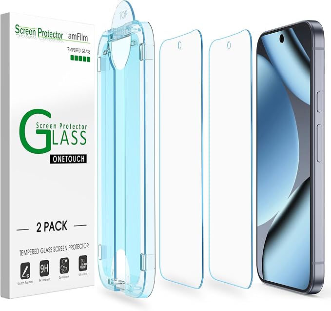 amFilm OneTouch for Google Pixel 10 Pro/Pixel 10 [6.3''] Screen Protector | Auto-Alignment, 30s Install, Bubble Free, Scratch & Drop Protection, HD Clear, Case Friendly 2 Pack(Pixel 10/10Pro-6.3'') by amFilm