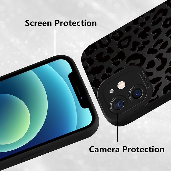 Cute Black Cheetah Print Phone Case for iPhone 12 Mini 5.4" | Aesthetic Leopard Pattern Design Cover Full Camera Lens Protective Shockproof Soft Slim TPU Funda for Men Women Girls - Image 5