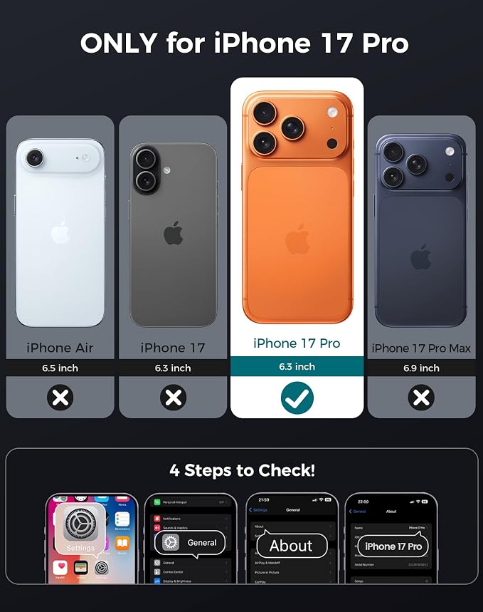 Goton 3 in 1 for iPhone 17 Pro Case with Privacy Screen Protector Orange | Glass Camera Lens Protector,Compatible for MagSafe,Invisible Kickstand, Shockproof Phone Cover for iPhone 17Pro - Image 2
