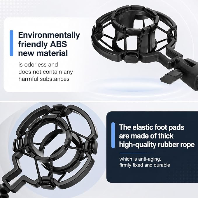 Microphone Shock Mount with Pop Filter Anti-Vibration Suspension Shockmount Holder Clip Universal Anti-Vibration Mic Holder Mic Clip Holders for 42~46mm/1.65~1.81in Diameter Studio Condenser Mics - Image 5