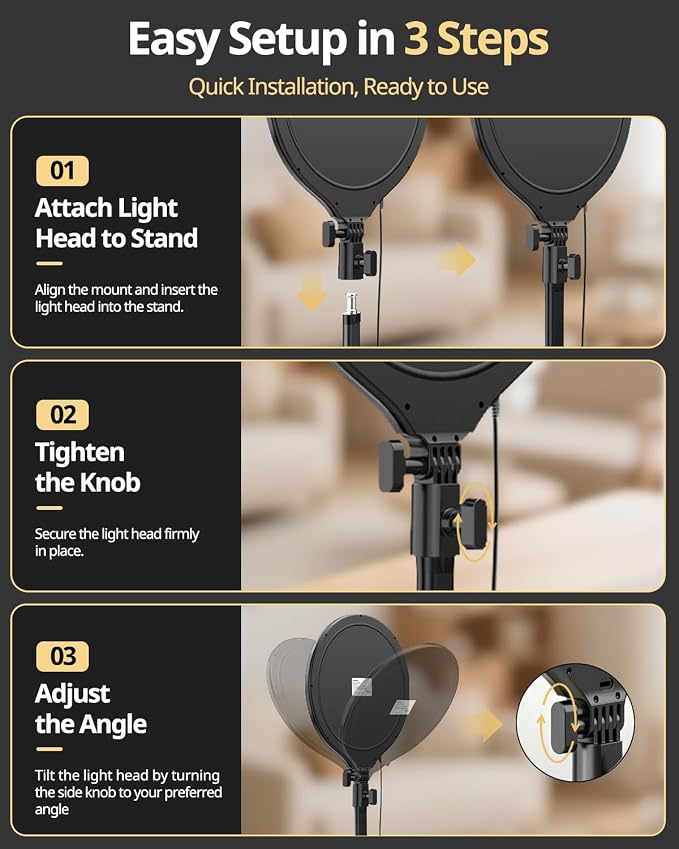 UBeesize 10" Desk Ring Light with Stand, Multi-Angle Adjustable Arm with C-Clamp for Home Office, Streaming Light with Inline Control for Video Conference, Podcast, Gaming, Recording, Live Streams - Image 7
