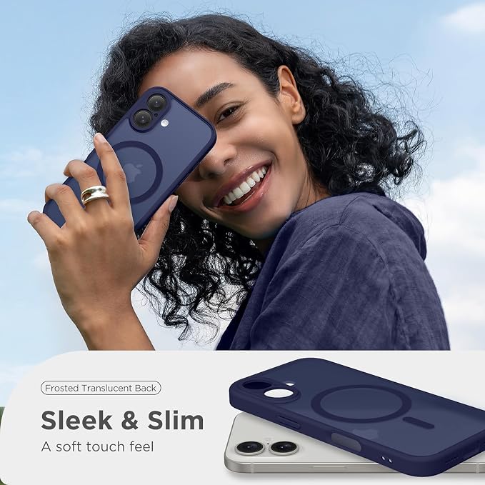 CAPRARO for iPhone 16 Case, Compatible with MagSafe | Upgraded [Full Camera Protection] Protective Translucent Matte Women Girl Magnetic Phone Case Cover, Sapphire Blue - Image 7