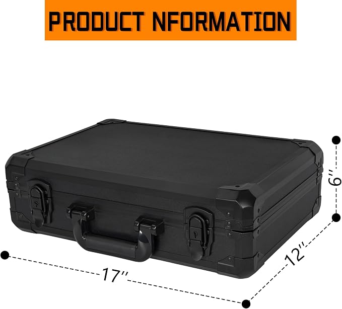 17 Inch Hard Carrying Storage Case | Ideal for Microphone & Camera Gear Transportation, DJ Mixer Case with Customizable Pre-Diced Foam, 17 X 12 X 6 Inch, Black - Image 4