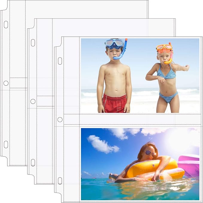 MaxGear 30 Pack 5x7 Photo Sleeves for 3 Ring Binder (120 Pictures),2 Pocket | Heavy-Duty Archival Page Protectors,Clear Photo Album Refill Pages,Plastic Recipe Cards Binder Sleeves with Pockets,Acid-Free by MaxGear
