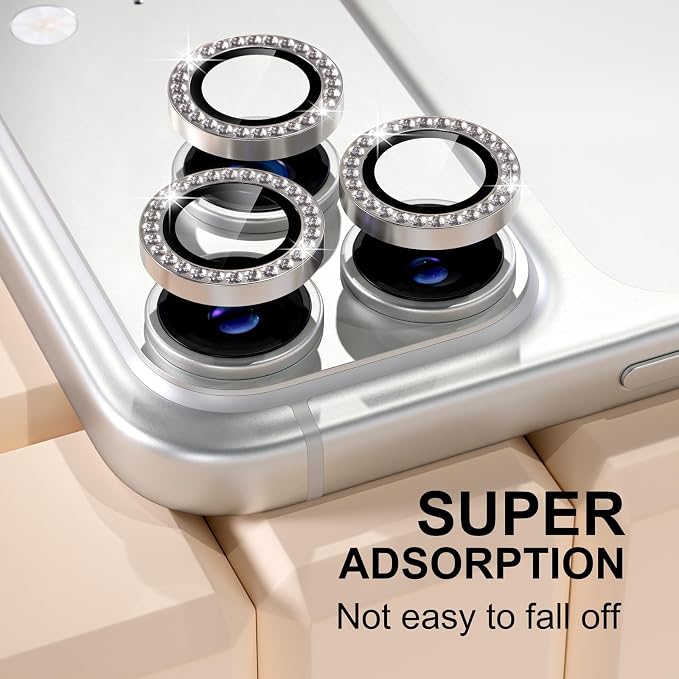 Misea Compatible for iPhone 17 Pro/iPhone 17 Pro Max Camera Lens Protector | 9H Tempered Glass Ultra HD Bling Camera Screen Protector Cover Metal Individual Ring Accessories, Natural Titanium Diamond - Image 6