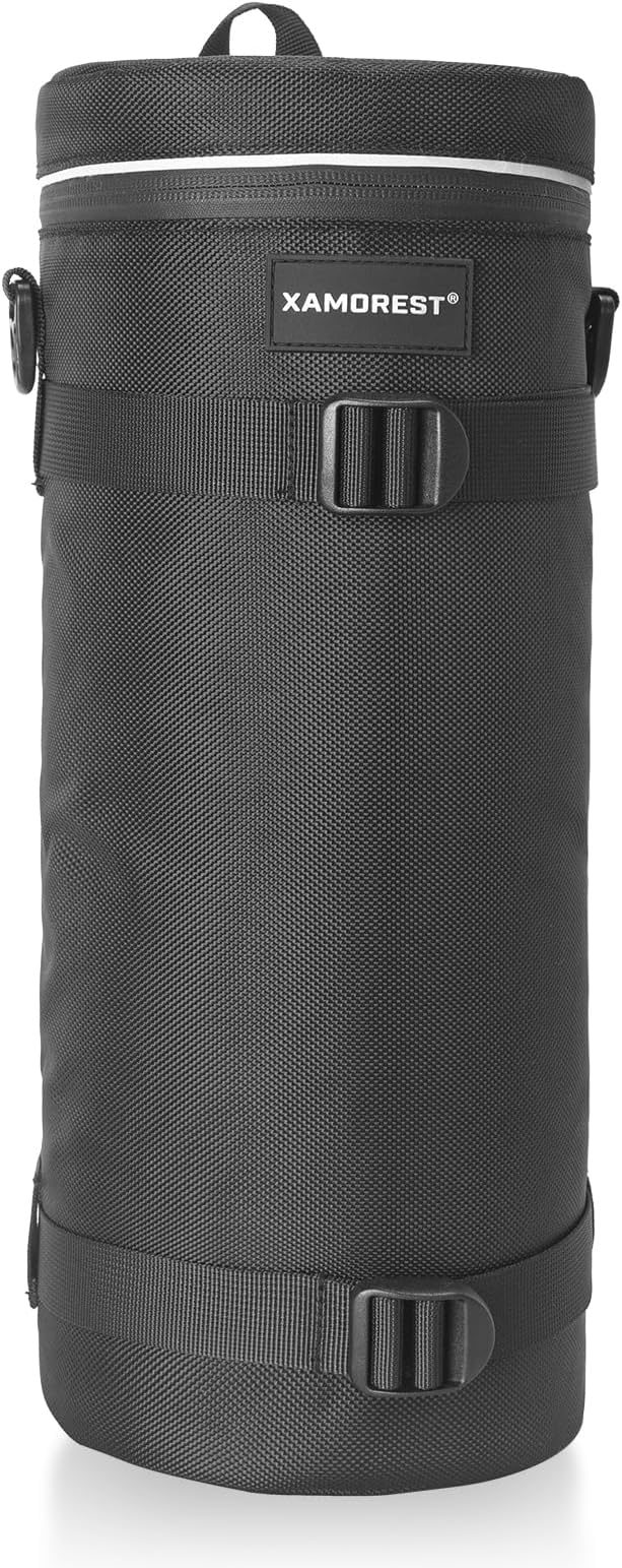 Camera Lens Case Bag for Photographyers, Zipper Waterproof Lens Protective Pouch Interior Size 6.29" x 15.35"(Nylon, Black) by XAMOREST