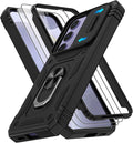 Gritup for S24 Plus Case: Galaxy S24 Plus Case with 2*Screen Protector | Magnetic Stand & Slide Camera Cover | Shock Proof Military-Grade Funda para S 24 Plus Cover -Black by Gritup