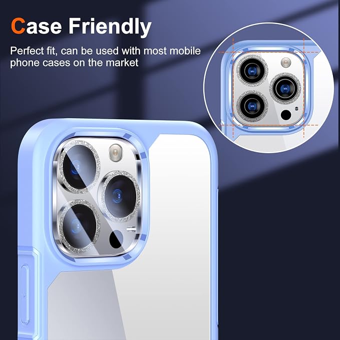 UniqueMe 3 Pack for iPhone 14 Pro Max/14 Pro Camera Lens Protector-Silver | Scratch-Resistant, Case Friendly - Image 4