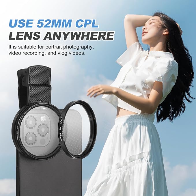 PATIKIL 52mm Phone Camera Lens, Clip-On 6 Point Star Filter Circular Polarizing Lens for Most Smart Phones and DSLR Cameras, Black - Image 7