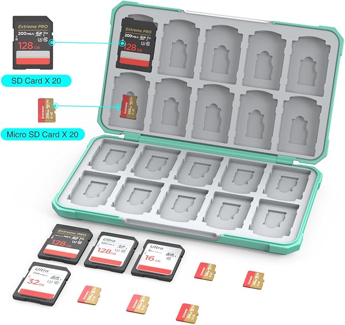 SD Card Case with 40 Precise Card Slots for SDXC Micro SD Cards | Hard ABS Shell & Soft Silicone , Precise 40 Card Slots,Magnetic Closure,Portable Memory Card Holder for Daily Travel - Image 2