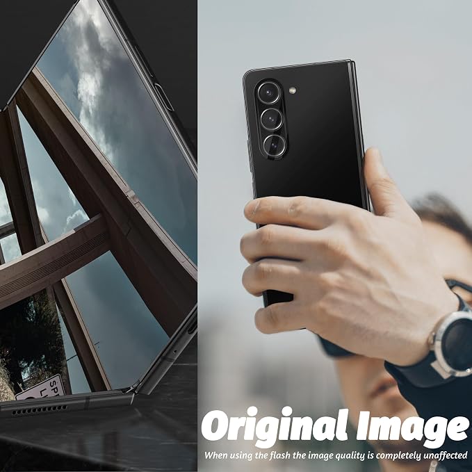 (3 Pack) Orzero Camera Lens Protector Compatible for Samsung Galaxy Z Fold 5 5G, Protector de Cámera 9H Tempered Glass for Crystal Imaging and Whole Module Protection - Image 3