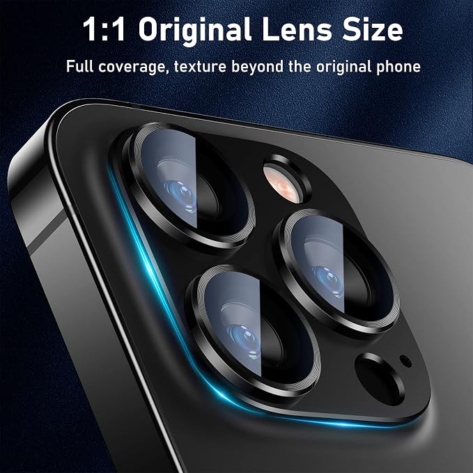 UniqueMe for iPhone 13 Pro/iPhone 13 Pro Max Camera Lens Protector-Graphite | Strong Drop Protection, Not Easy to Fall-off, Metal Ring, Tempered Glass, Rear Camera Screen Cover - Image 6