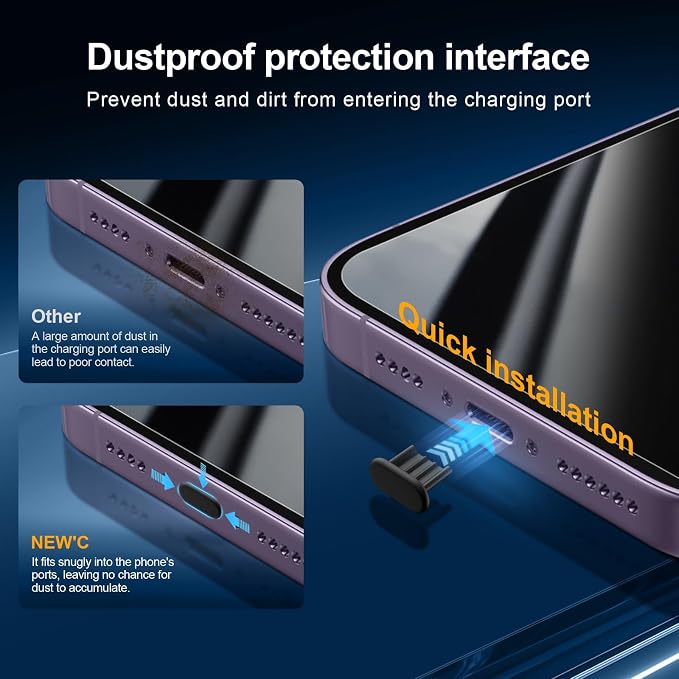 NEW'C 3x Privacy for iPhone 14 Pro Screen Protector (6.1 inches)+ 3x Camera Lens Protector, Sensor Protection,Case Friendly Tempered Glass Film + Dust Plug - Enhanced Privacy Angle of 28 Degrees - Image 4