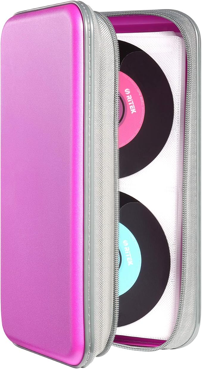 UENTIP CD Case,96 Capacity Hard Plastic DVD Case Holder for Car Home Travel | CD DVD Storage,Zipper Closure,Scratch-Resistant Sleeves,Stay Away Dust and Damp,Storage Music Video Gaming Discs Blu-ray by UENTIP
