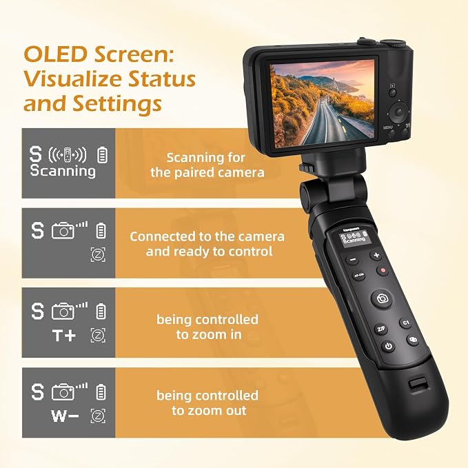 for Sony Tripod Wireless Shooting Grip with Shutter Release - Mini-Tripod with Rechargeable Remote Control for ZV-E10/ZV-E1/ZV-1/ZV-1F/RX100 VII/RX0 II/A6700/A6400/A6600/A7 III/FX3/FX30 - for Vlogging - Image 4