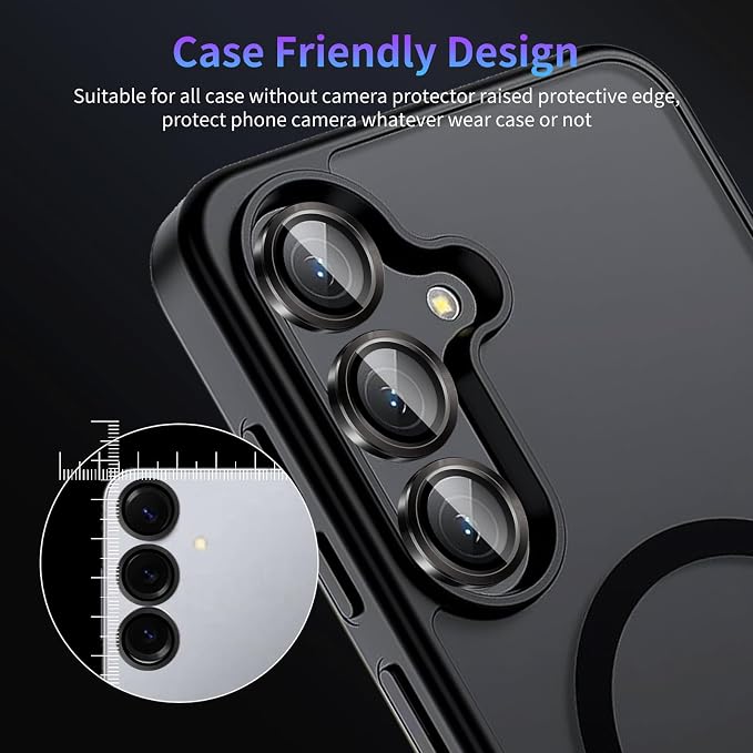 Camera Lens Protector for Samsung Galaxy S25 Plus,1 Pack | Tempered Metal Glass Camera Cover Film,HD Clear,Anti-Scratch Lens Screen Protector Film,Case Friendly,Black Titanium - Image 7