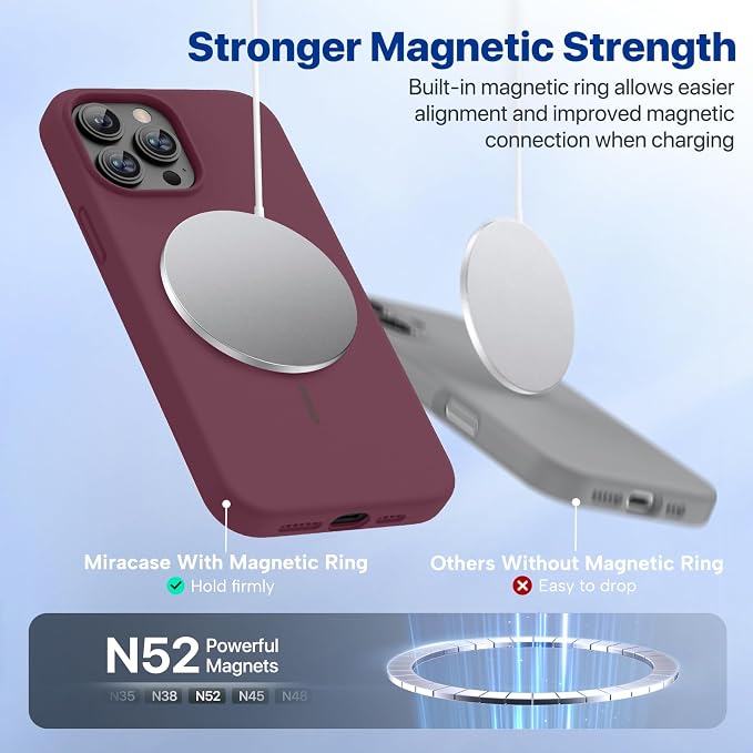 miracase Magnetic for iPhone 13 Pro Max Case, [Soft Anti-Scratch Microfiber Lining], Compatible with MagSafe, Liquid Silicone Shockproof Drop Protection Phone Case for 13 Pro Max, Wine Red - Image 4