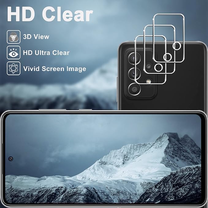 [3+3 Pack] Galaxy A52 5G Screen Protector + Camera Lens Protector, 9H Tempered Glass Film, Scratch Resistan, Easy Installation, Bubble Free, HD Screen Protector for Samsung Galaxy A52 5G/4G/A52s 5G - Image 6
