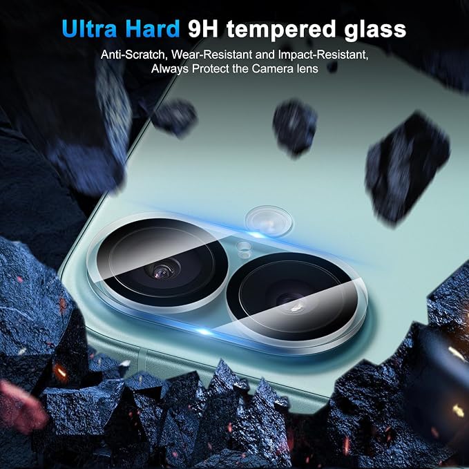 Camera Lens Protector (3 Pack) Compatible with iPhone 16 6.1" & iPhone 16 Plus 6.7" Camera Lens Cover Protection, 9H Tempered Glass, HD Clear Anti-Scratch [Black Edge] - Image 3