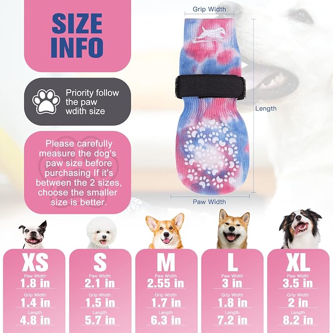 EXPAWLORER Anti Slip Dog Socks to Prevent Licking Paws, Dog Shoes for Hot Pavement, Dog Booties for Small Medium Large Senior Dogs, Traction Control Boots & Paw Protectors for Hardwood Floors - Image 2