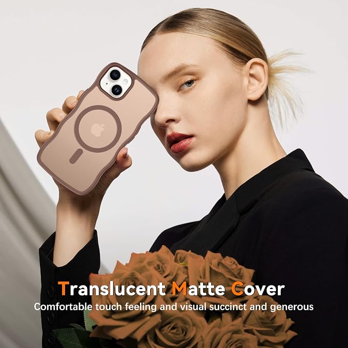 BENTOBEN Magnetic for iPhone 13 Case iPhone 14 Case, Cute Wavy [Full Camera Protection][Compatible with MagSafe] Matte Anti-Slip Bumper Women Girls Boys Protective Cover for 13/14 6.1" Desert Titanium - Image 4