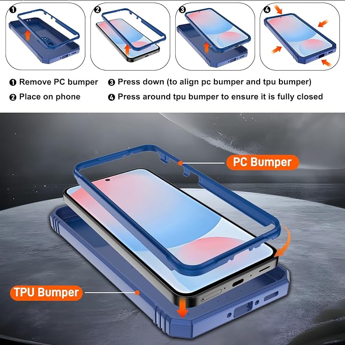 Gritup for Samsung A56-5G Case: Samsung Galaxy A56 Case with Screen Protector*2 | Magnetic Stand & Slide Camera Cover, Shock Proof Military-Grade para Galaxy-A 56 Cover, Blue - Image 3