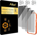 Ailun Privacy Screen Protector+Camera Lens Protector for iPhone 16 Pro Max | 3+3 Pack, 6.9 inch, Installation Frame, Dynamic Island Compatible, Anti Spy Tempered Glass by Ailun