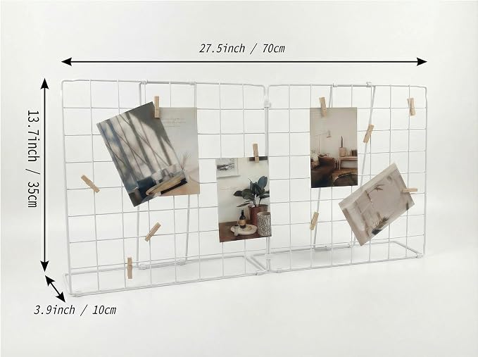 Double-Sided Foldable Desktop Photo Display Board White | 20 Wooden Clips, Photo Display Organizer, Accessory & Handcraft Display, Photo Display Board, For Home Office - Image 2
