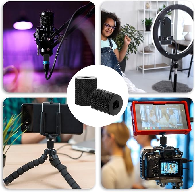 4 Pcs Double Female Thread Tripod Cylinder Adapter Screw 1/4 to 1/4 with Center 1/4-20 Thread Photography Equipment Camera Tripod Nut Accessories Suitable for Electric Rails and Light Stands - Image 7