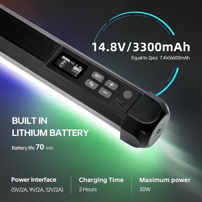 VILTROX K90 2 Pack RGB Tube Light, 30W 38inch Large RGBWY Photography LED Video Stick Light Wand with APP/2.4G/Remote Control, CRI 97+, 26 Scenes, 2500K-8500K, 14.8V/3300mAh Battery, Magnetic Chip - Image 6