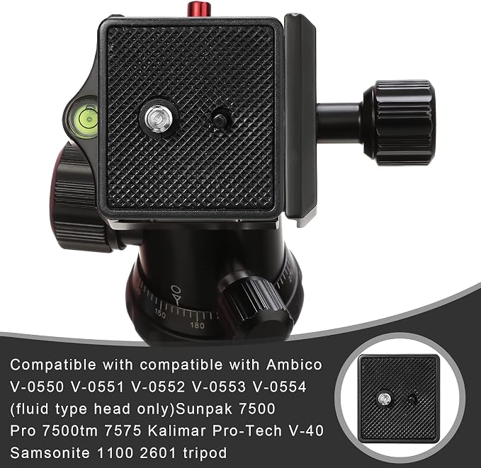 TOODOO 2 Pieces 41mm Qr Release Plate, Camera Tripod Ball Head Quick Plate | Camera Tripod Mount, Replacement Compatible with Ambico V0552 V0554, Sunpak 7500 Pro 7500tm 7575, Kalimar Pro-tech V40 - Image 4