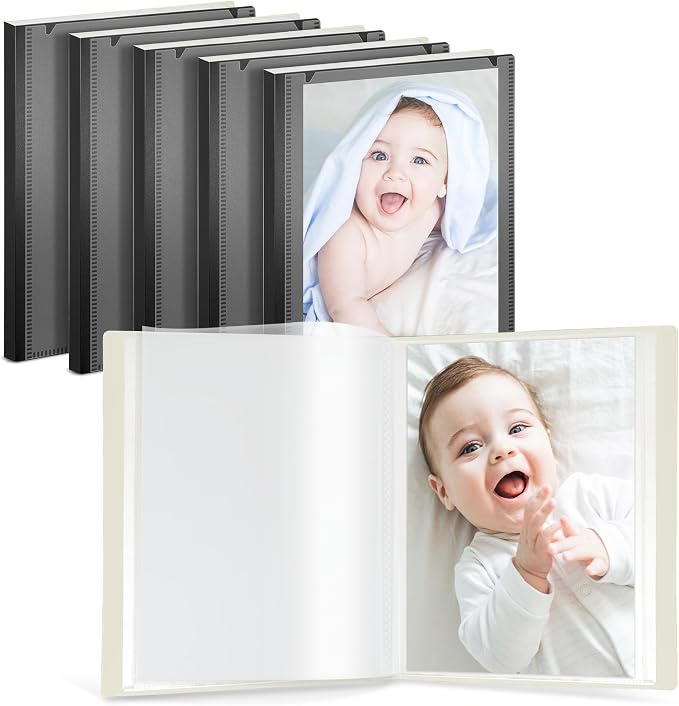 Cranbury 6-Pack Mini Photo Albums 4x6, 48 Photos, Black | 24 Pockets Each, Displays 48 Photos, Customizable Covers, Compact Storage for 4x6 Photos by CRANBURY