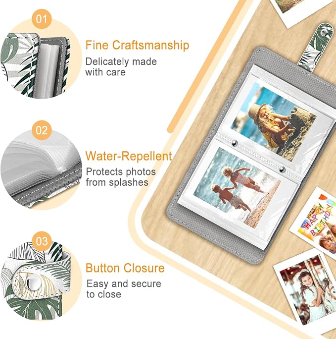 Tropical Plants Small Photos Album for 2x3 Inch Films, 56 Pockets | Mini Cute Picture Book, Wallet Size, for Polaroid Fujifilm Instax Mini Instant Camera Printer, Kpop Photocard Binder Holders - Image 4