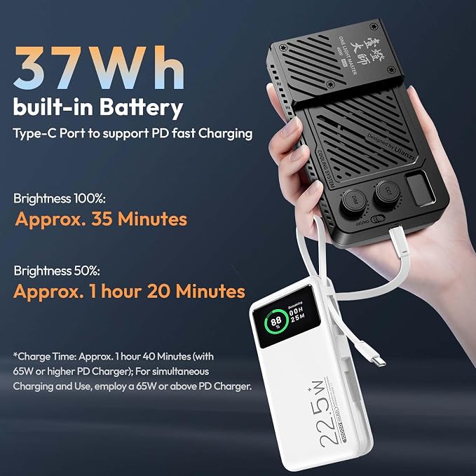 ULANZI 40W Bi-Color Portable Video Light, 5000mAh Rechargeable LED Camera Light, Battery, 8 Scene Modes, 2700-6500K Mini Studio Lighting for YouTube, Vlogging, Live Streaming, Photography - Image 6