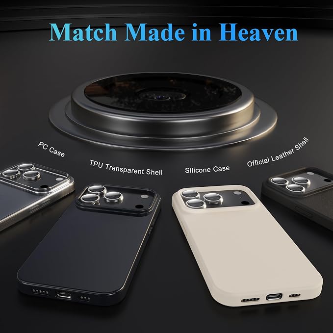 YWXTW Camera Lens Protector for iPhone 17 Pro/iPhone 17 Pro Max, [1 Step Installation Tray] Tempered Glass Screen Protector Metal Individual Camera Cover Accessories Case Friendly (Transparent) - Image 6