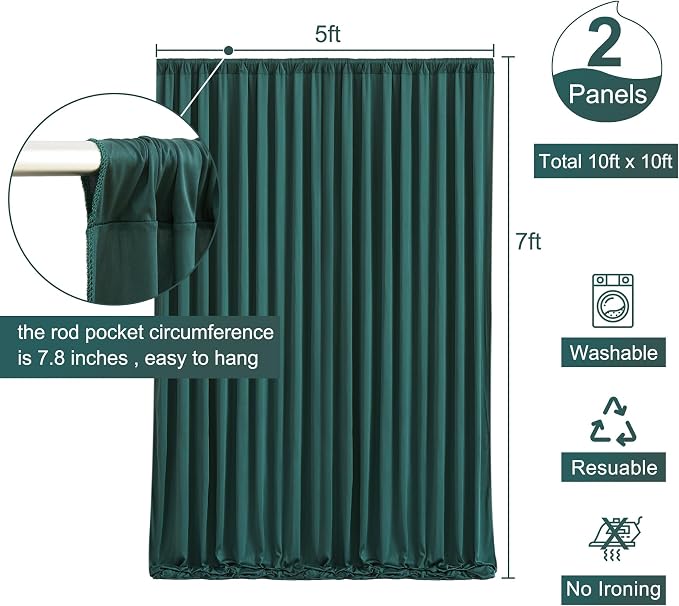 Hunter Green Backdrop Curtain for Parties Wrinkle Free Dark Green Photo Curtains Backdrop Drapes Fabric Decoration for Baby Shower Birthday Party Photography 5ft x 7ft,2 Panels - Image 5