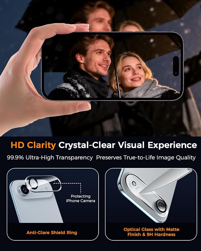 SIBEITU 3+3 Pack Screen Protector for iPhone 17 Air 6.6 Inch Tempered Glass | 3 Pack Screen + 3 Pack Camera Lens Protector with Installation Frame, HD Clear, 9H Hardness, Scratch Resistant, Case Friendly - Image 4