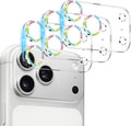 Dengduoduo 3 Pack Camera Lens Protector for iPhone 17 Pro Max, Tempered Glass, Ultra HD, 9H Hardness, Anti-Scratch, Case Friendly,[No Affect on Night Shots], Glitter Colorful by Dengduoduo