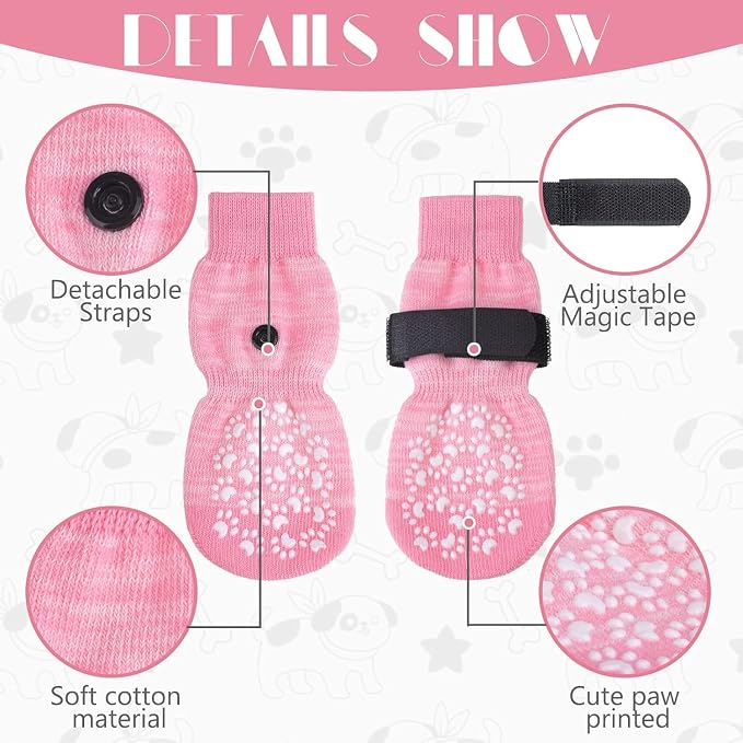 EXPAWLORER Anti Slip Dog Socks to Prevent Licking Paws, Dog Shoes for Hot Pavement, Dog Booties for Small Medium Large Senior Dogs, Traction Control Boots & Paw Protectors for Hardwood Floors - Image 2