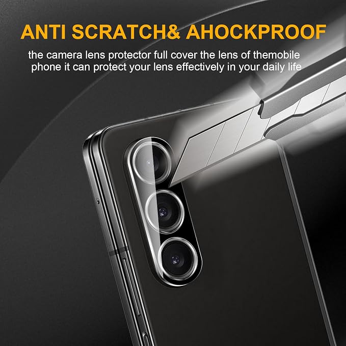 3 Pack Camera Lens Protector for Samsung Galaxy Z Fold 5 | Tempered Glass,Anti-Fingerprint,9H Hardness,Scratch Resistant,Easy to Install,Bubble Free,HD Clarity - Image 4