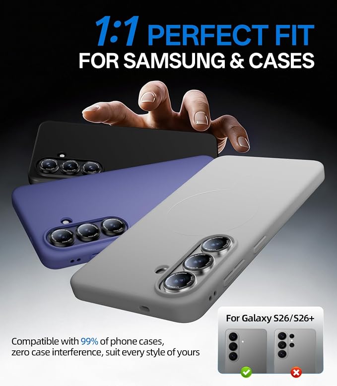 HelloDeere for Samsung Galaxy S26/S26 Plus Camera Lens Protector, Military-Grade 9H+ Tempered Glass AR Optical Tech HD Anti-Glare Anti-Scratch Metal Individual Ring Easy Install Case Friendly, Silver - Image 6