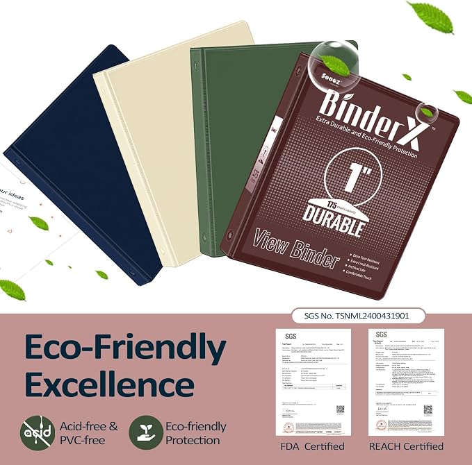 BinderX 3 Ring Binder 1 Inch, 1" Clear View Binder, Burgundy Red, Letter | Extra Durable, PVC-Free, Customizable, Interior Pockets, 175-Sheet Capacity, Eco-Friendly, Reinforced Hinge, School, Office - Image 2