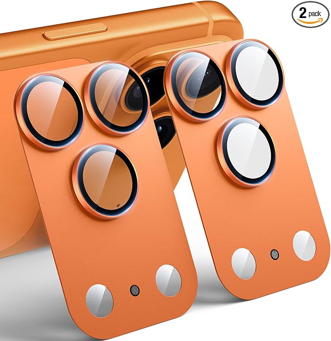 TAURI 2 Pack for iPhone 17 Pro Camera Lens Protector, Cosmic Orange | Full Coverage Military-Grade Shatterproof, Upgrade AR Anti-Reflection Ultra Clear Transmission & Case Friendly by TAURI